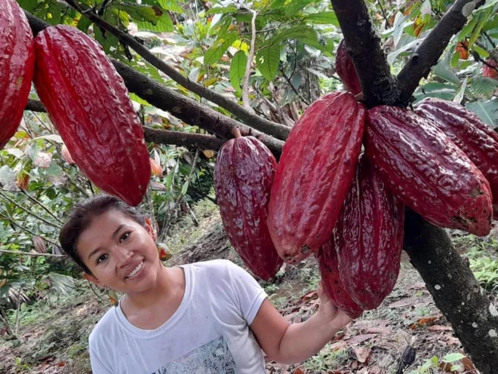 girl with cacao fruit